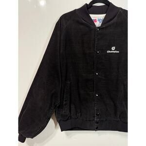 Vintage Champion MBA-Made in USA-Black Corduroy-Sports-Zip Up Jacket-Mens XL
